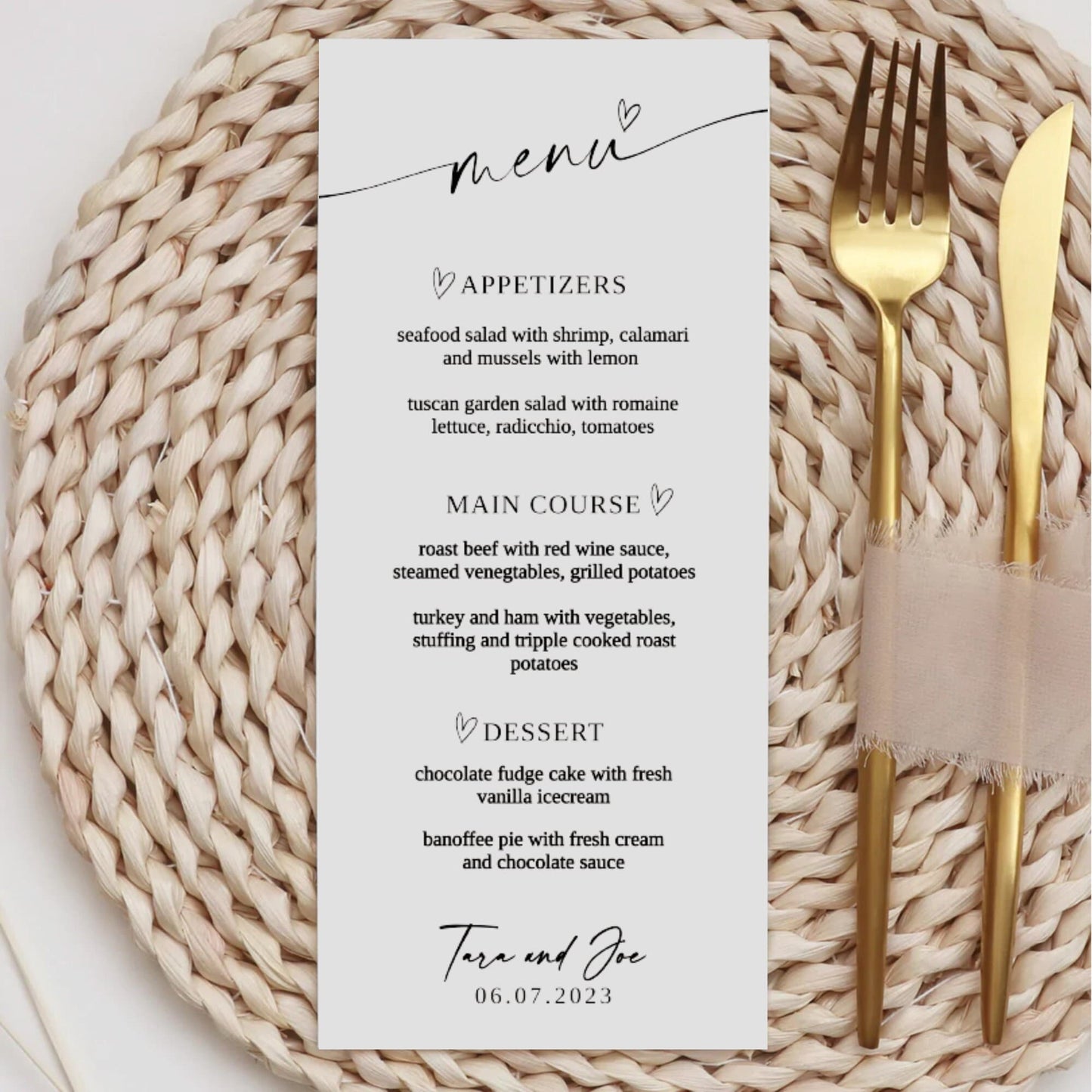 Wedding Menu Template, Wedding Buffet Menu, Minimalistic Menu, Templett, Instant Download, Try Before Purchase, Editable & Printable Menu