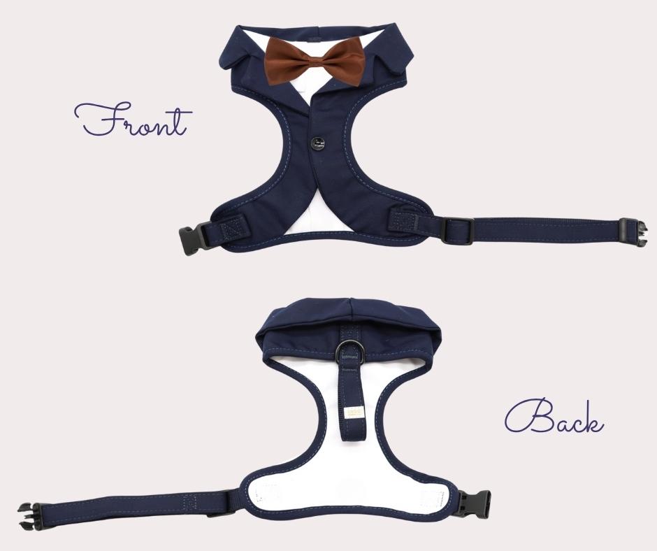 Navy Wedding Dog Tuxedo, Dog Ring Bearer Outfit, Blue Dog Tuxedo, Dog Suit Harness, Wedding Dog Harness, Wedding Suit For Dog, Ready to ship