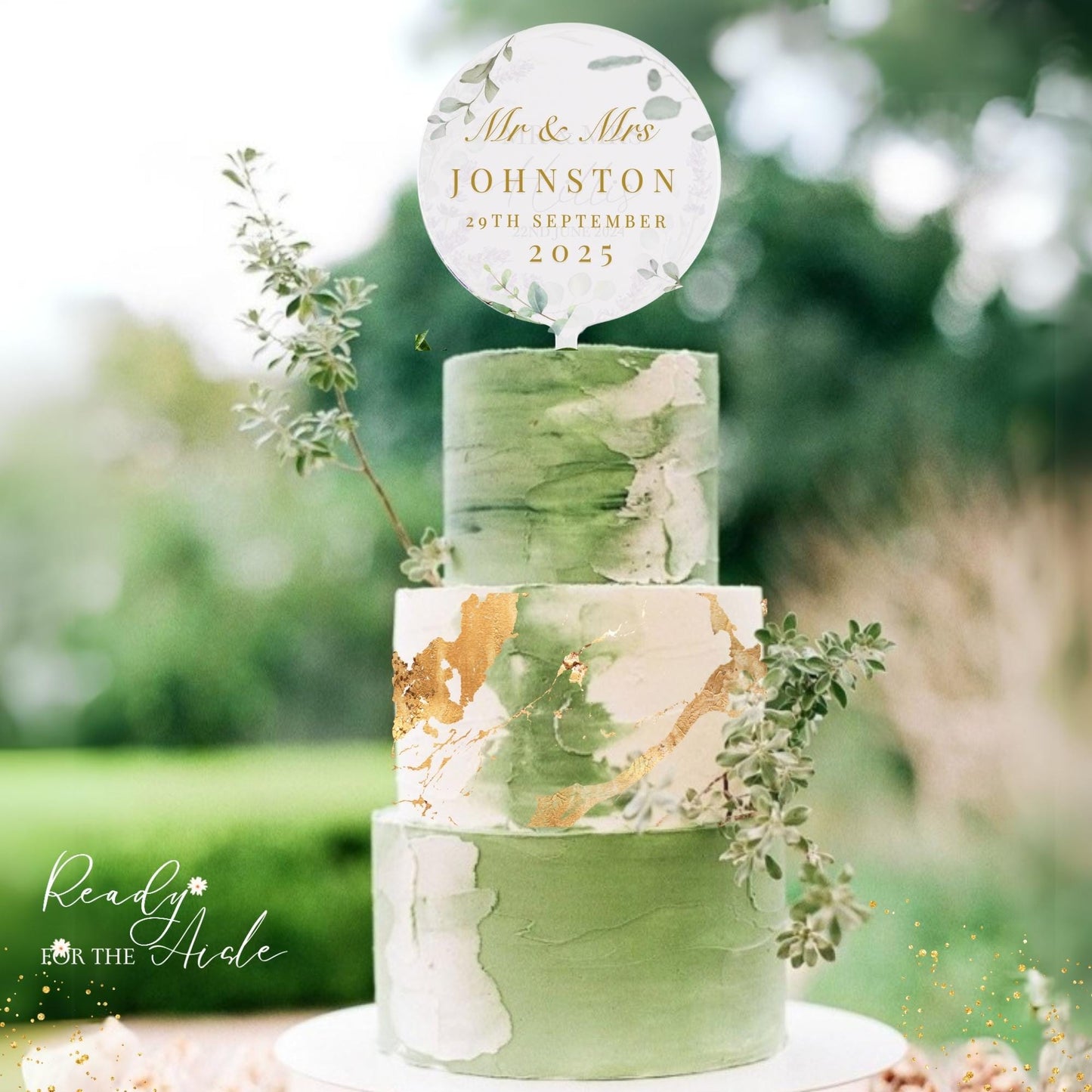 Wedding Cake Topper | Mr & Mrs Cake Topper | Custom Wedding Cake Topper | Eucalyptus Wedding Cake Topper | Acrylic Cake Topper | Cake Sign