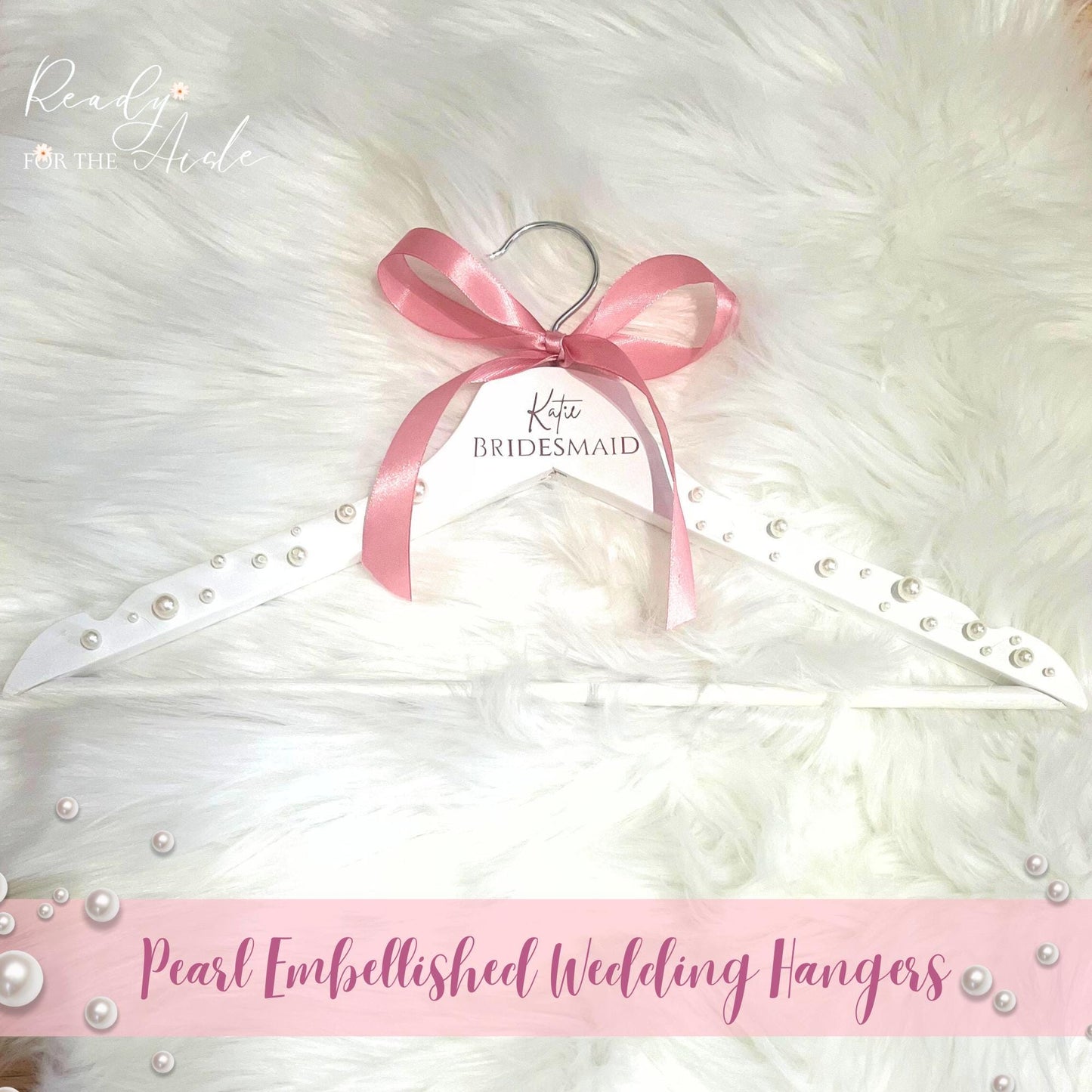 Pearl Wedding Hanger, Pearl Bride Hanger, Bridesmaid Hanger with Pearls, Bridesmaid Gift, Maid of Honour Hanger, Mother of the Bride Hanger