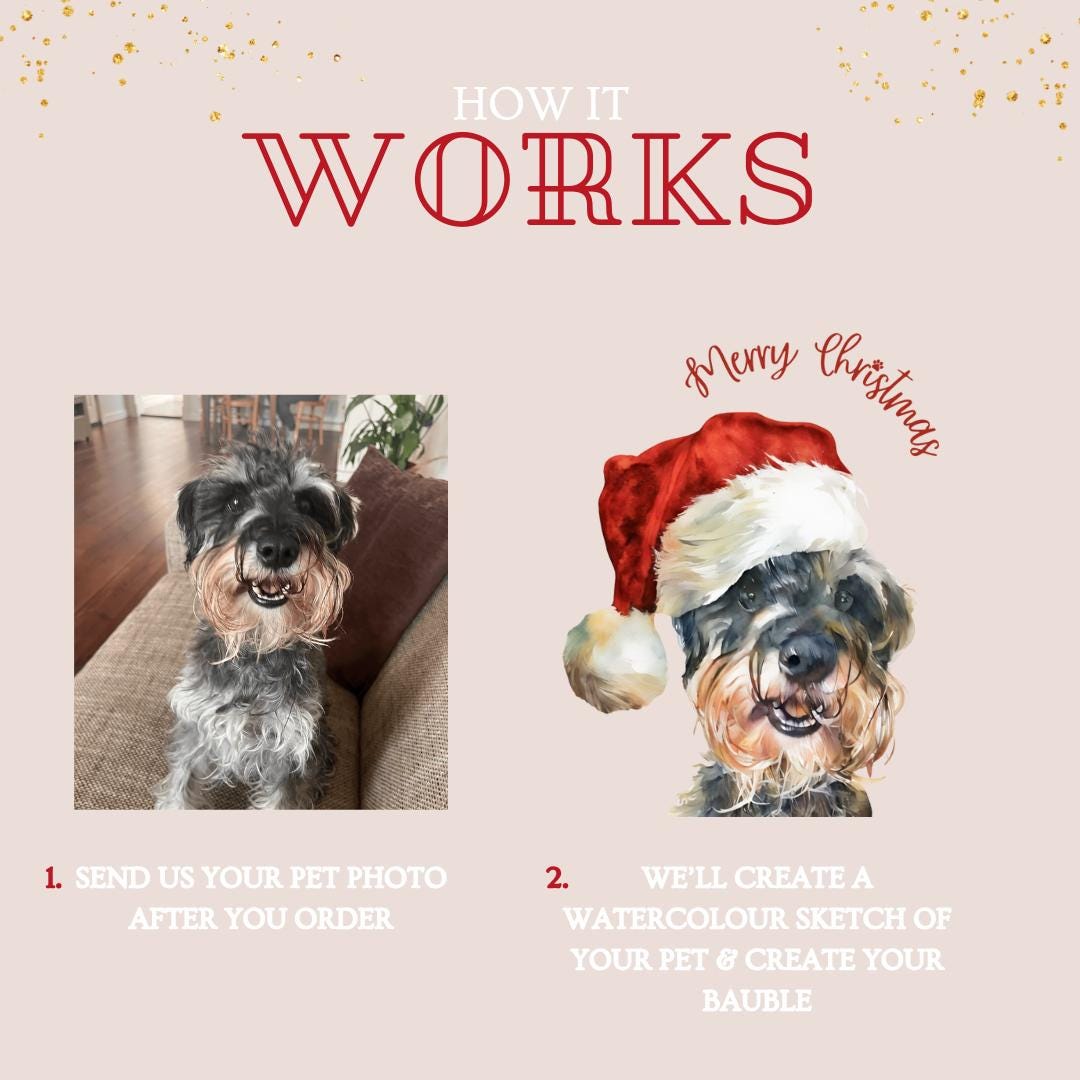 Pet Christmas Bauble | Personalised Dog Christmas Bauble Watercolour | Watercolour Pet Portrait | Dog Xmas Decoration | Cat Christmas Bauble