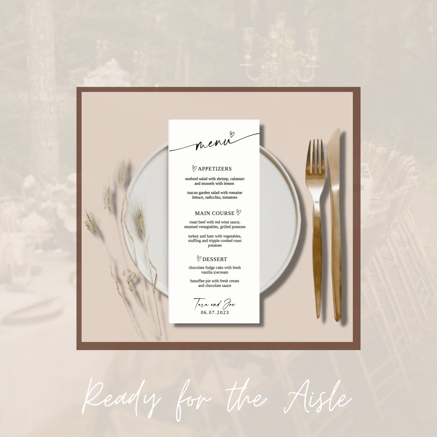 Wedding Menu Template, Wedding Buffet Menu, Minimalistic Menu, Templett, Instant Download, Try Before Purchase, Editable & Printable Menu