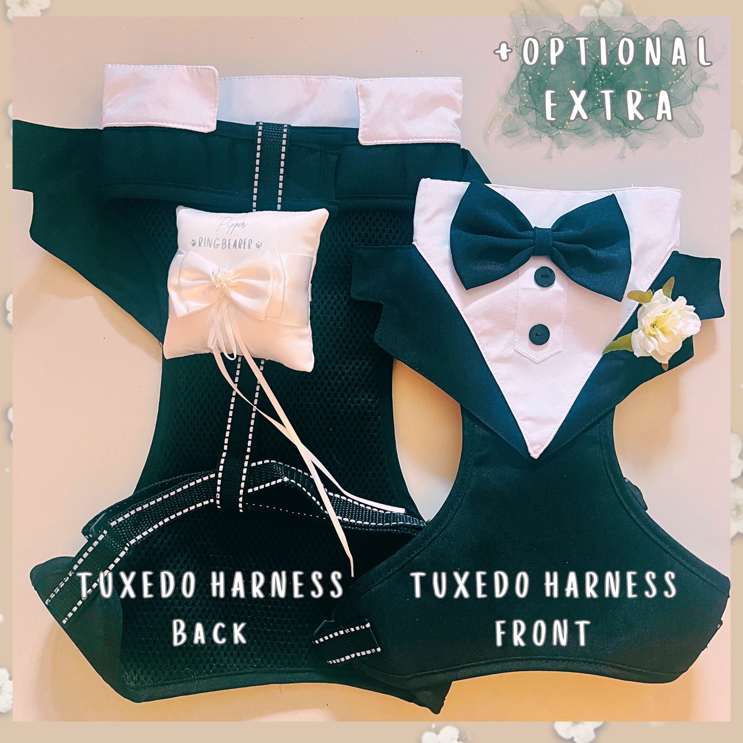 Dog Ring Bearer Pillow | Dog Ring Holder | Ring Bearer Pillow For Harness | Dog Tuxedo Harness Outfit | Dog Wedding Outfit | Dog Ring Bearer