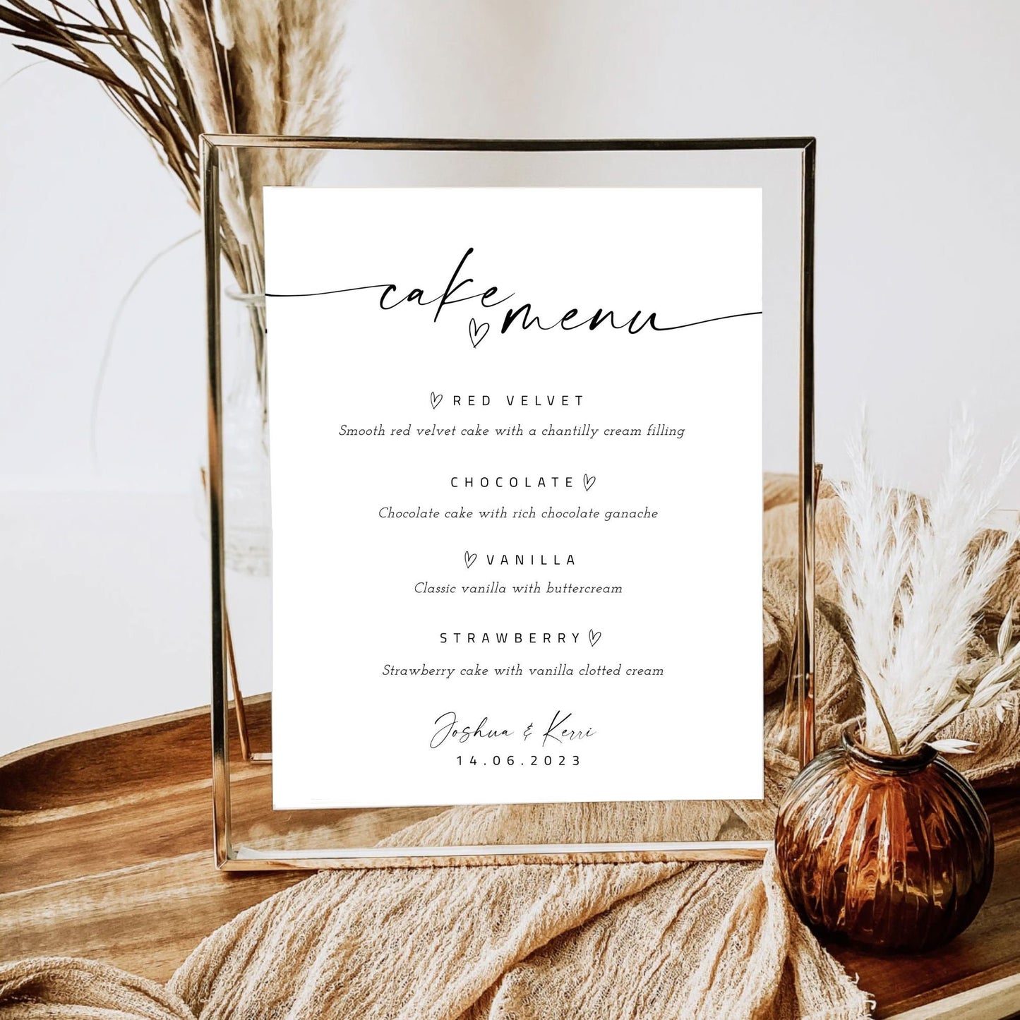 Cake Flavors Sign, Minimalist Desserts Sign, Printable Dessert Bar Sign, Wedding Cake Flavors Sign, Cake Menu Sign, Edit with TEMPLETT