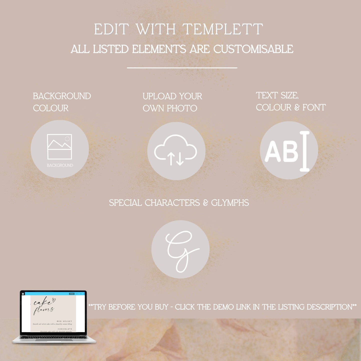 Cake Flavors Sign, Minimalist Desserts Sign, Printable Dessert Bar Sign, Wedding Cake Flavors Sign, Edit with TEMPLETT