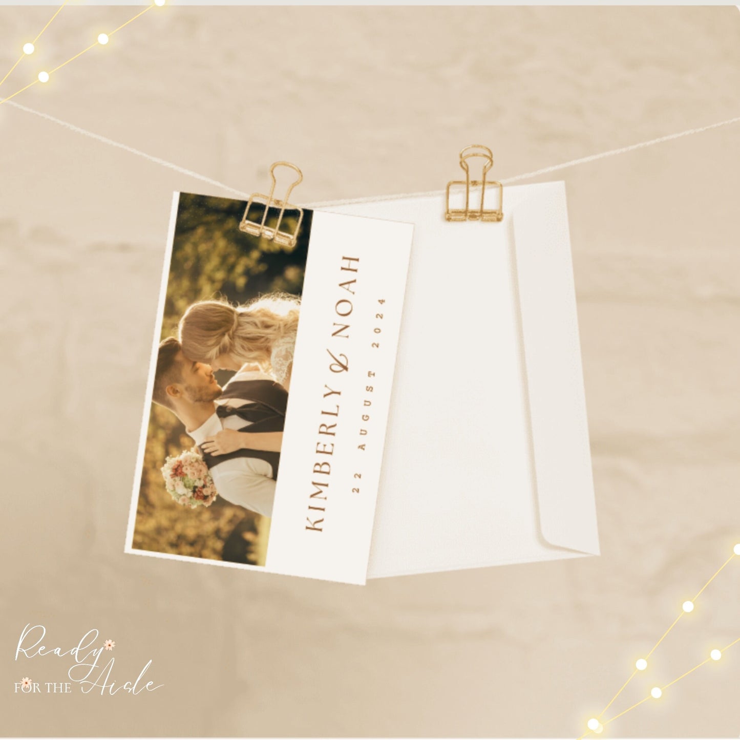 Minimalist Wedding Thank You Cards with Custom Photos, Autumn Thank You Card with Pictures, Folded Personalised Photo Cards with Envelopes
