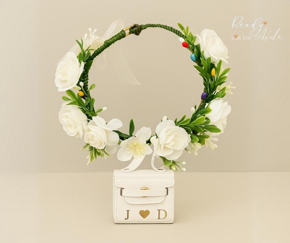 Dog Flower Collar for Wedding with Ring Bearer Box | Dog Ring Bearer | Wedding Ring Bearer Pouch for Dogs | Dog Wedding Flower Collar