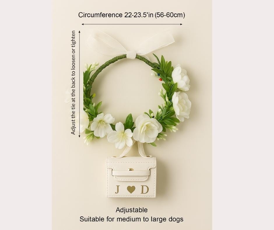 Dog Flower Collar for Wedding with Ring Bearer Box | Dog Ring Bearer | Wedding Ring Bearer Pouch for Dogs | Dog Wedding Flower Collar