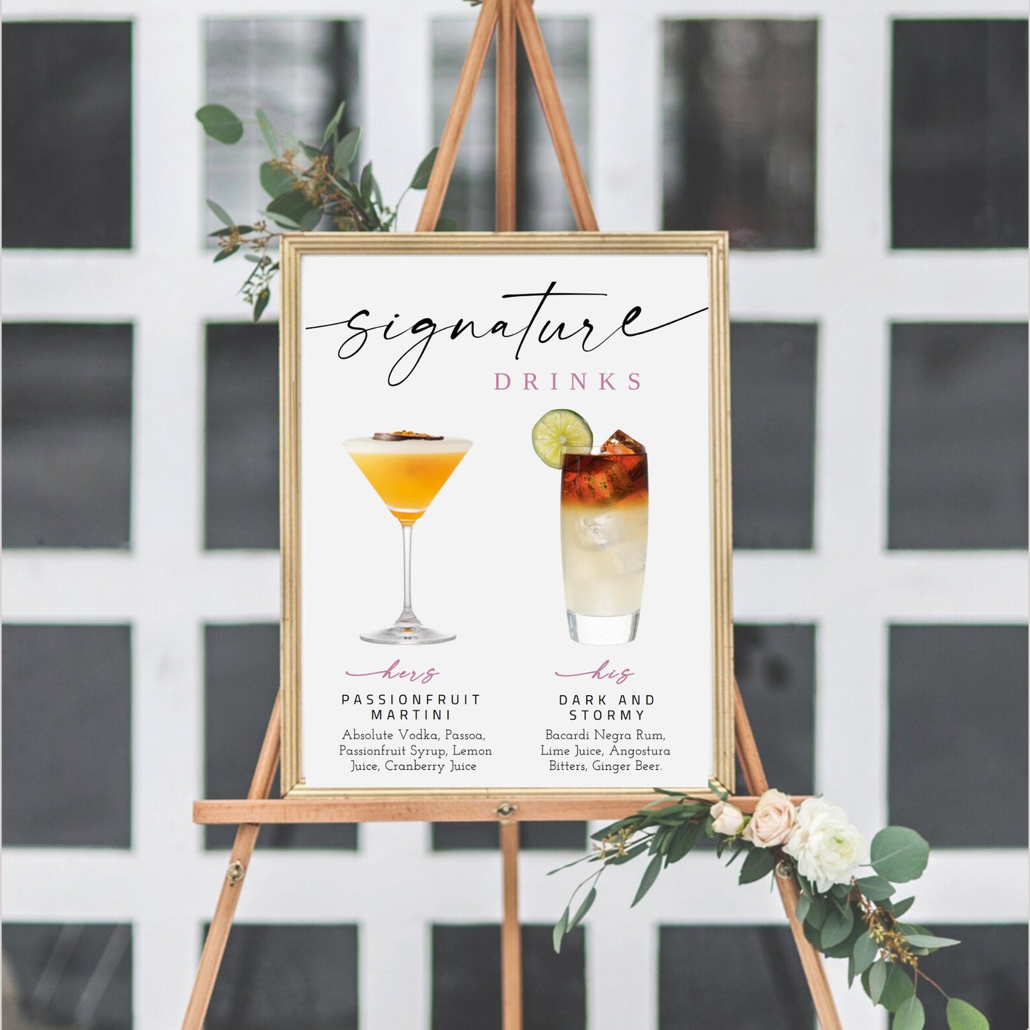 Signature Drinks Sign Template | Editable Drinks Sign | Printable Cocktail Sign | Cocktails Sign | Wedding Bar Menu Sign | TEMPLETT