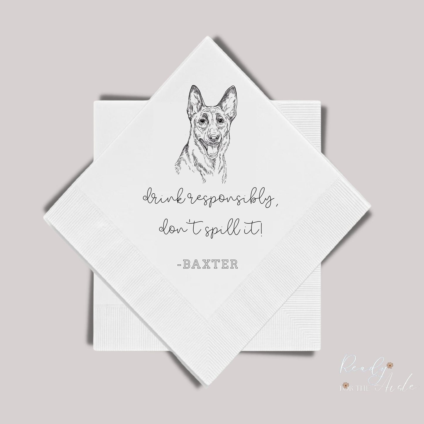 Dog Wedding Napkins, Custom Pet Cocktail Napkins, Personalised Cocktail Napkins, Customized Pet Napkins, Custom Pet Portrait Wedding Napkins