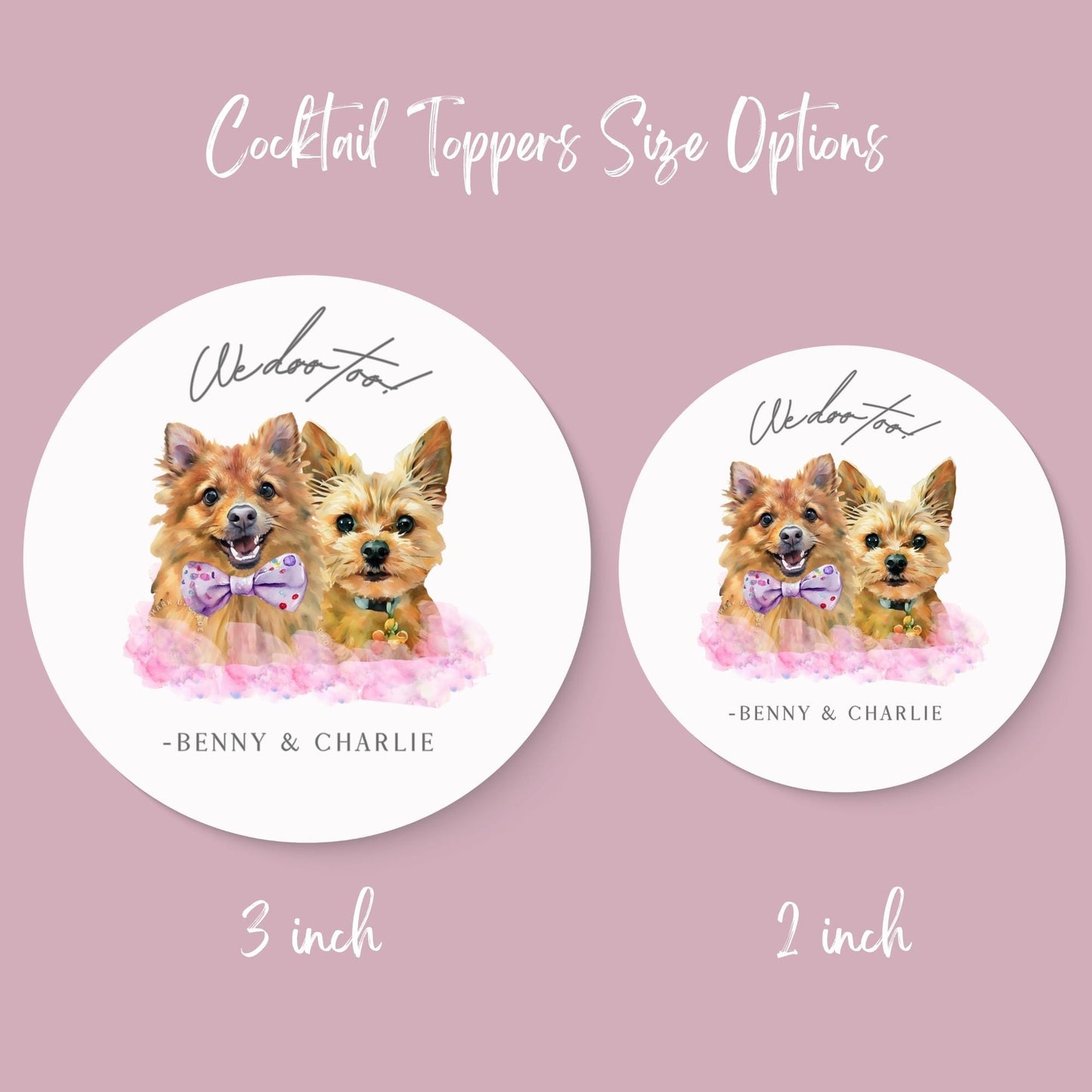Pet portrait Wafer drink topper, cocktail topper, custom edible drink topper, pet party drink toppers, dog drink topper, cat toppers wedding