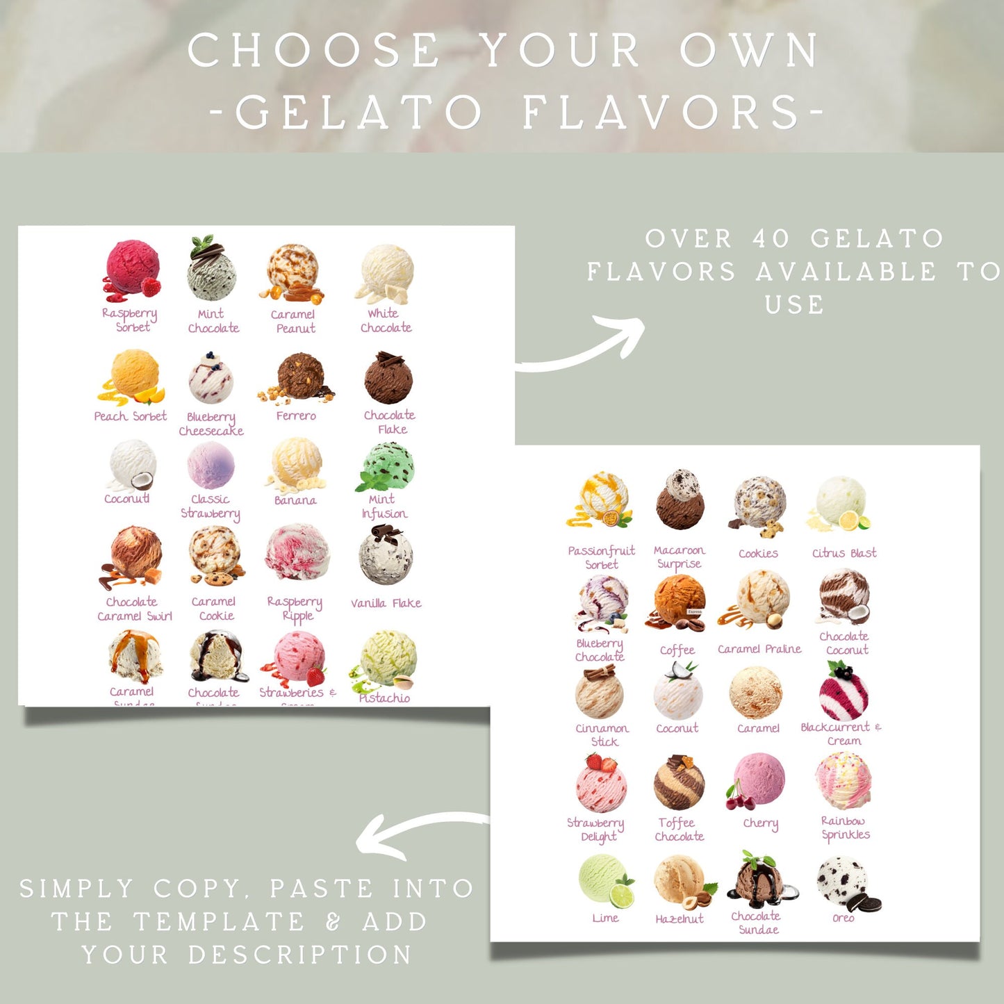 Ice Cream Bar Sign Template, Ice Cream Station Sign Printable, Modern Wedding Dessert Bar Sign, Ice Cream Table Sign, Gelato Signs for Party