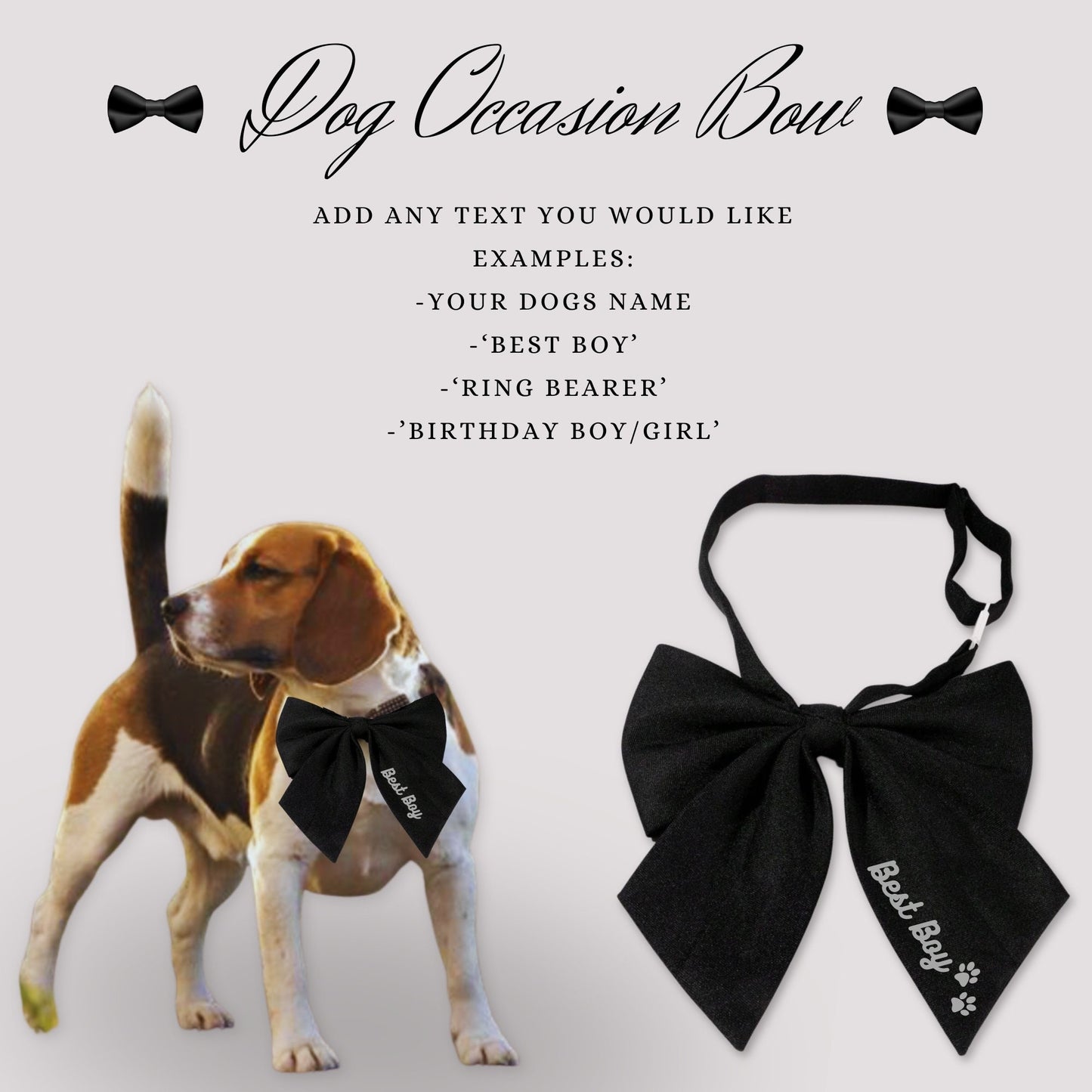 Dog bow tie for wedding | Dog Ring Bearer | Dog wedding attire | Big Wedding Bow for Dogs | Custom Dog Bow | Dog Ring bearer Outfit | Dogs