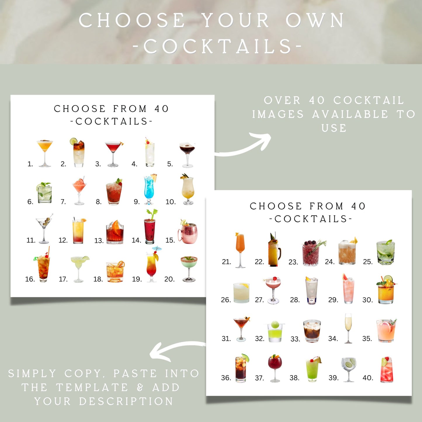 Signature Drinks Sign Template | Editable Drinks Sign | Printable Cocktail Sign | Cocktails Sign | Wedding Bar Menu Sign | TEMPLETT