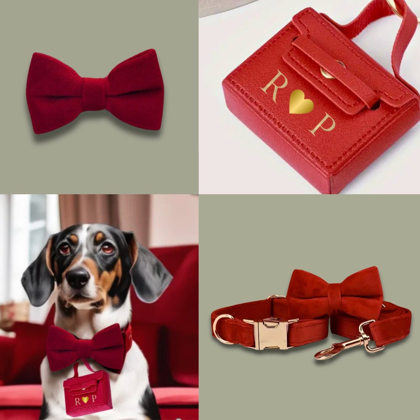 Christmas Dog Proposal | Dog Ring Bearer | Wedding Ring Bearer Pouch for Dogs | Red Velvet Christmas Dog Collar with Engagement Ring Pouch