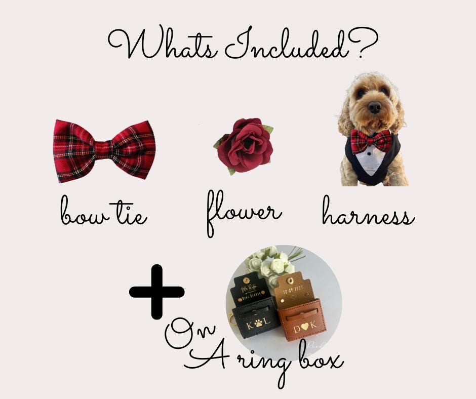 Tartan Dog Tuxedo Harness Outfit | Dog Wedding Outfit | Dog Ring Bearer | Scottish Dog Wedding Outfit | Tartan Bow Tie | Tartan Dog Outfit