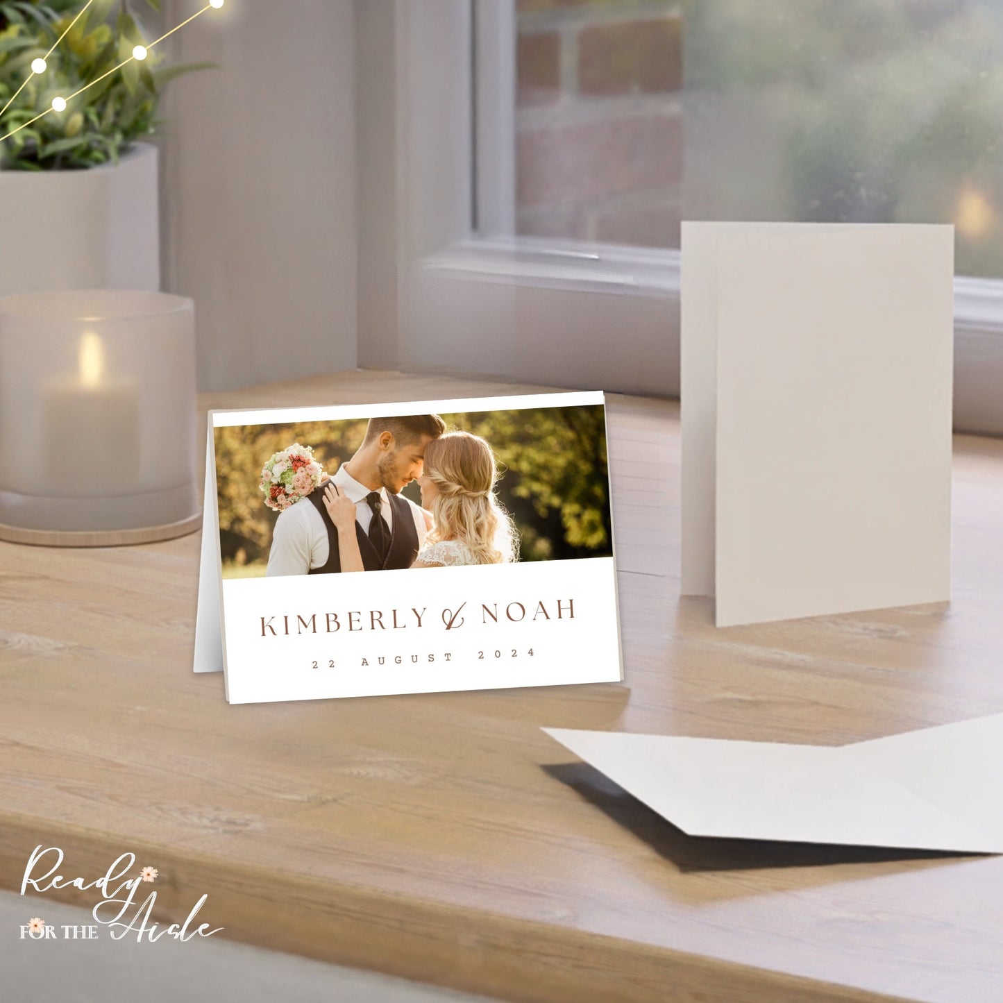 Minimalist Wedding Thank You Cards with Custom Photos, Autumn Thank You Card with Pictures, Folded Personalised Photo Cards with Envelopes