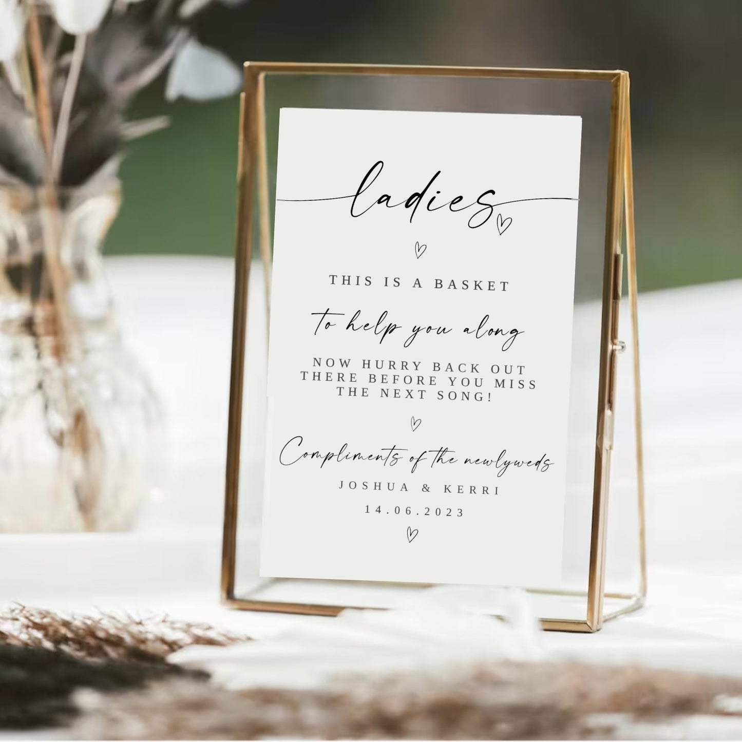 Wedding bathroom sign template, ladies and gents party sign, wedding bathroom basket sign, modern wedding sign, editable download, TEMPLETT