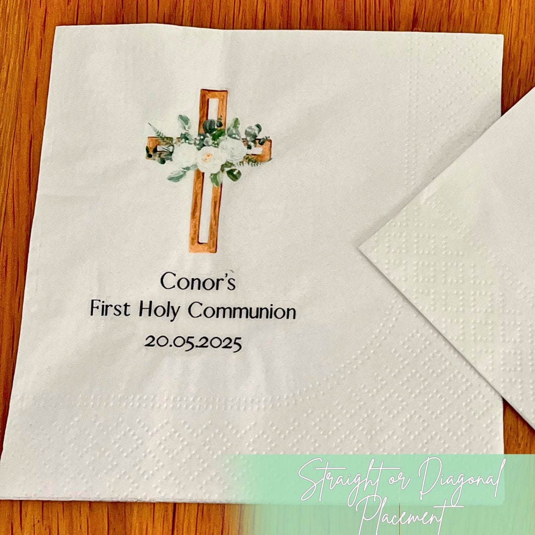 First Communion napkins / 1st communion party napkins / Holy communionㅣ Confirmation ㅣChristening / Naming ceremony ㅣ Baptism - Napkins x 12