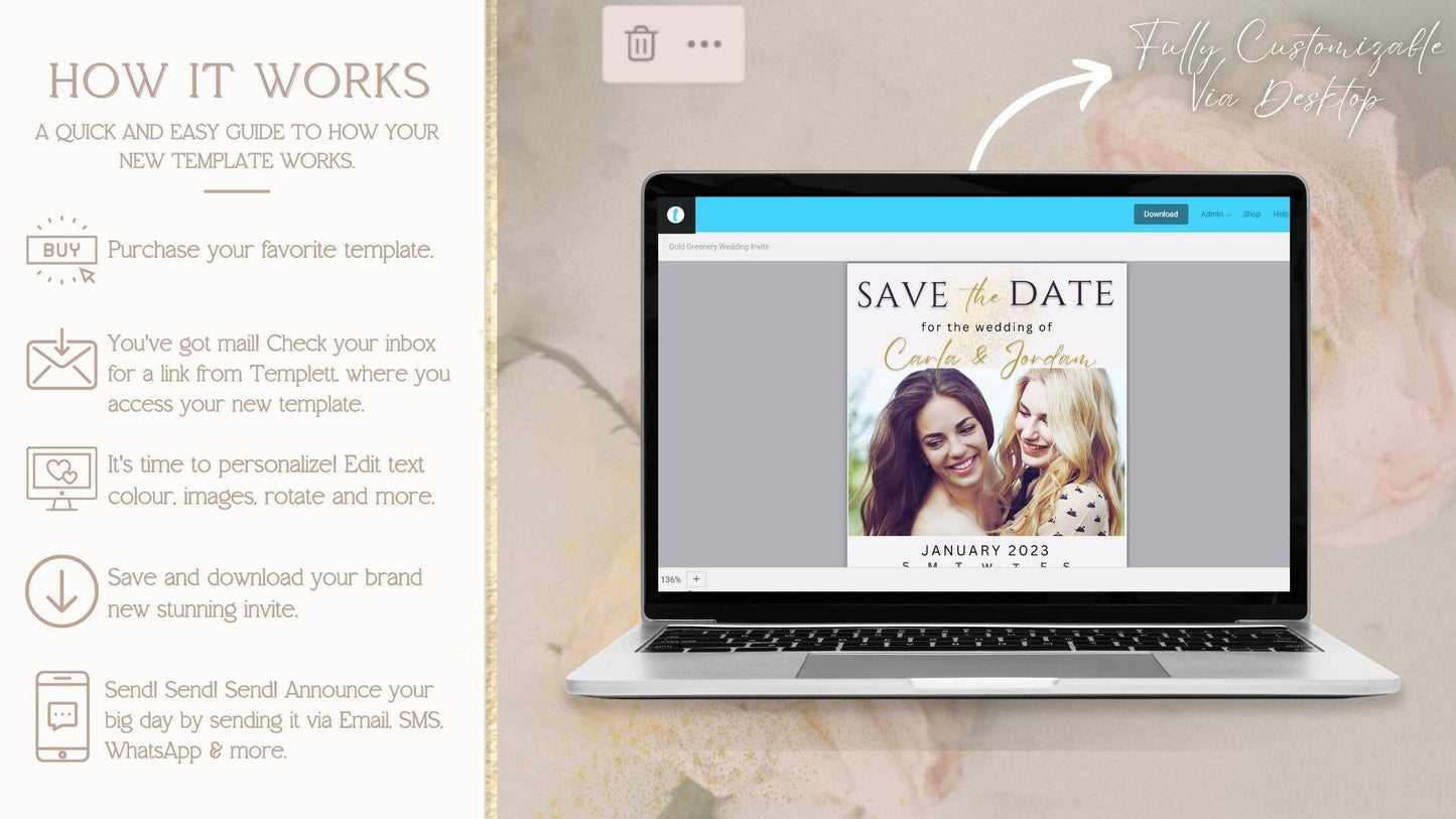 Save The Dates | Save The Date Card with Photo| Save The Date Digital Download |Modern Save The Date | Editable Template | Edit with CANVA