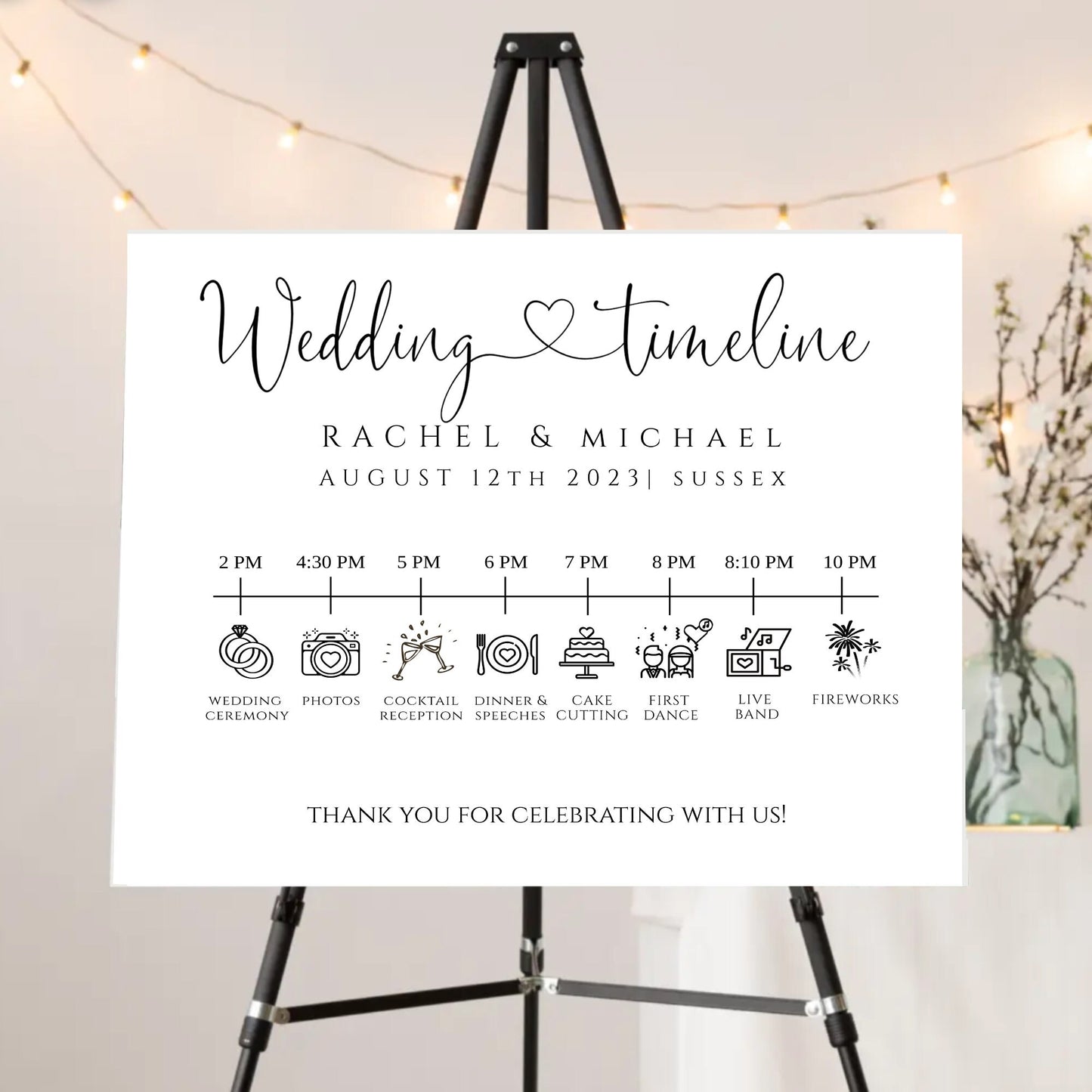 Wedding Timeline, Personalised Wedding Order of the Day, Order Of The Day Wedding Sign, Wedding Itinerary Sign, Printable Wedding Timeline