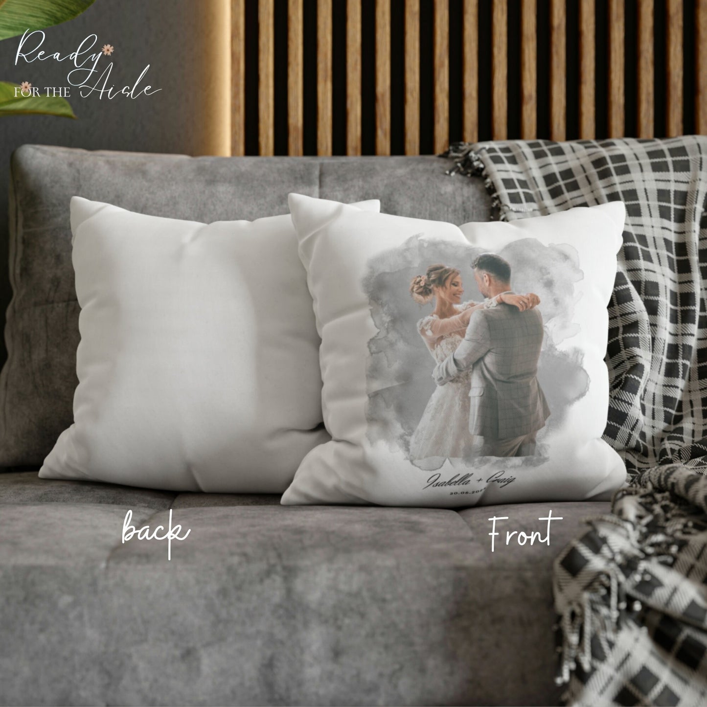 Wedding Cushion with Vows, Wedding Anniversary Custom Gift, Wedding Cushion Pillow Gift, Mr + Mrs Pillow, One Year Married Gift, Bride Gift