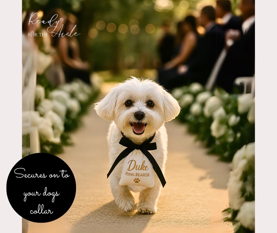Dog Ring Bearer | Wedding Ring Bearer Pouch for Dogs | Wedding Ring Box for Dog Collars | Personalised Pet Wedding Ring Holder | Dog Wedding