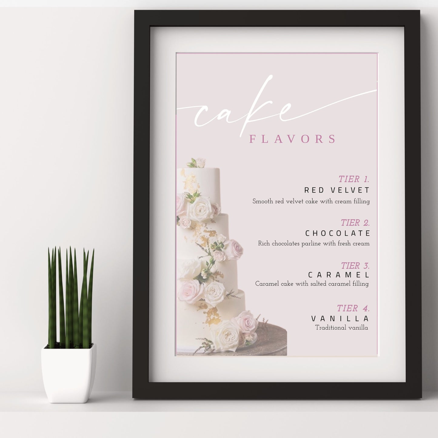 Cake Flavours Sign, Minimalist Desserts Sign, Printable Dessert Bar Sign, Wedding Cake Flavours Sign, Edit with TEMPLETT