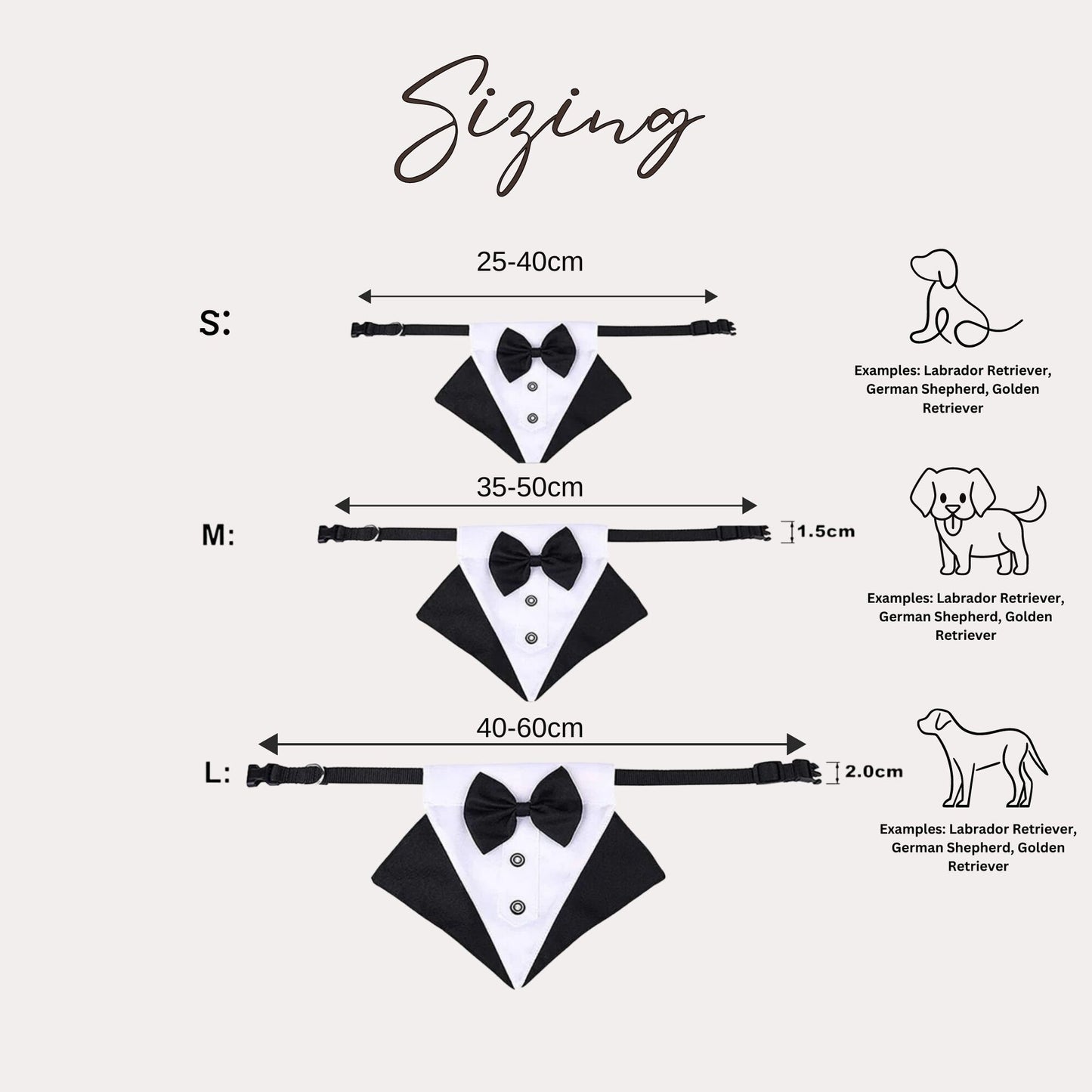 Personalised Tuxedo Collar for dogs | Dog Best Man | Dog Ring Bearer | Dog Tuxedo Collar | Slide-on-collar bandana with bow | Dog Wedding