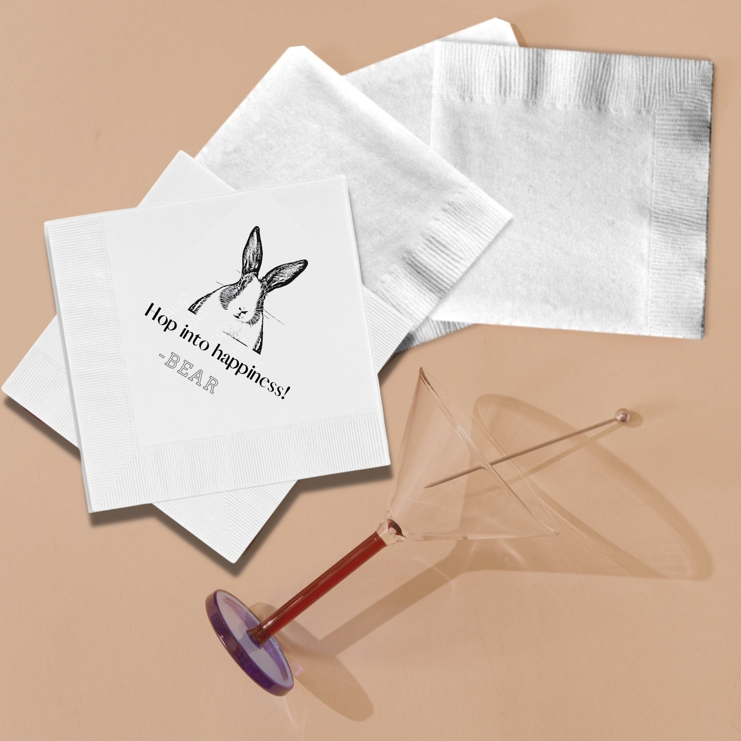 Custom Pet Cocktail Napkins, Rabbit Wedding Napkins, Custom Pet Cocktail Napkins, Customised Pet Napkins, Rabbit Portrait Wedding Napkins
