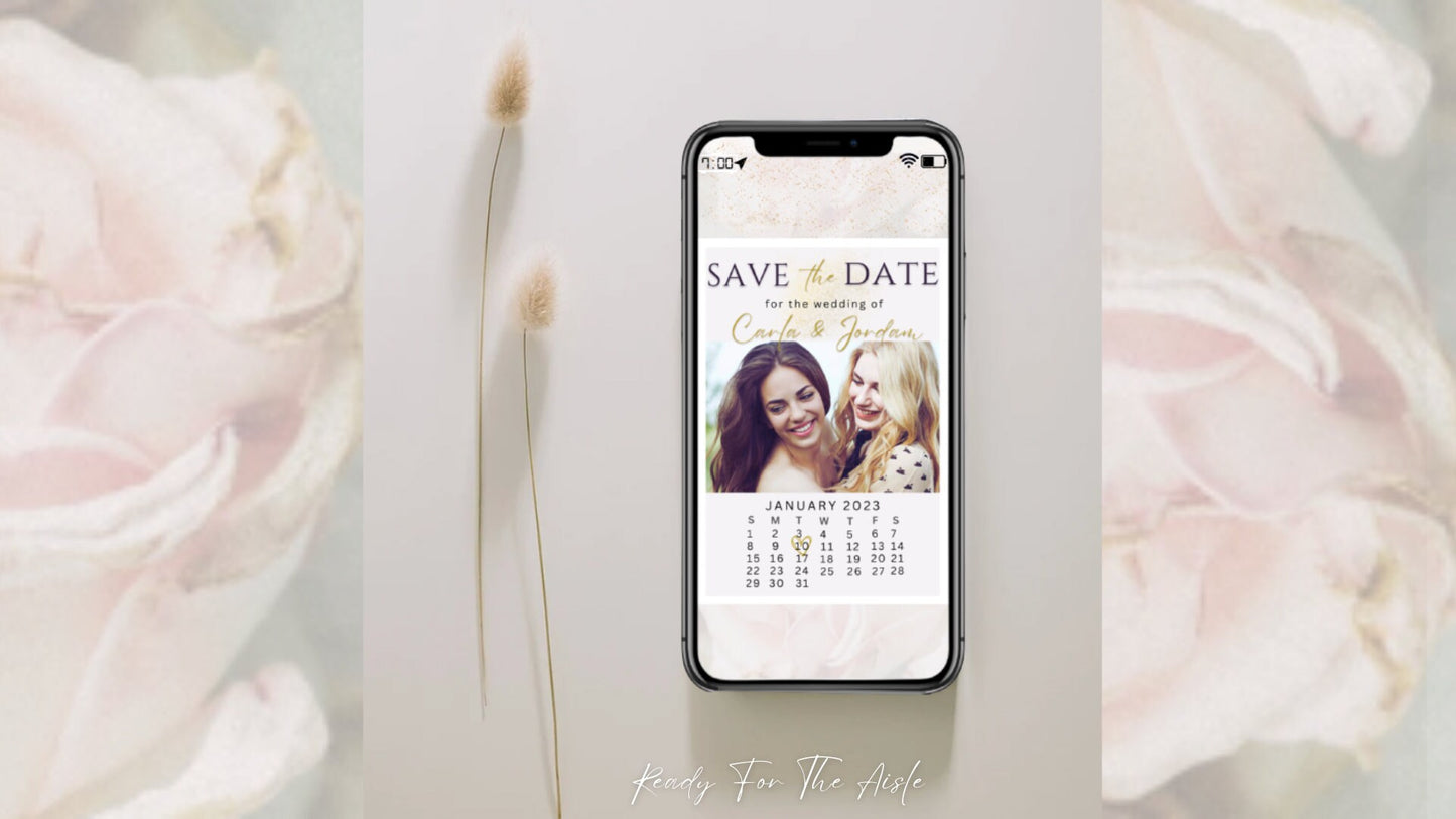 Save The Dates | Save The Date Card with Photo| Save The Date Digital Download |Modern Save The Date | Editable Template | Edit with CANVA