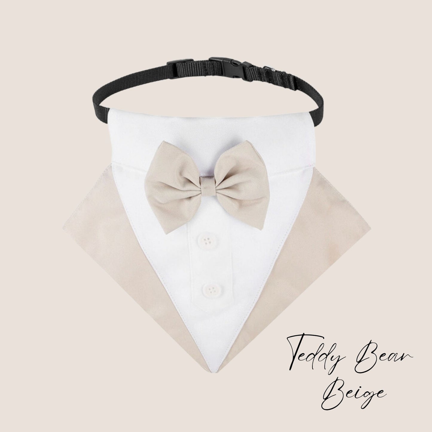Personalised Tuxedo Collar for dogs | Dog Best Man | Dog Ring Bearer | Dog Tuxedo Collar | Slide-on-collar bandana with bow | Dog Wedding