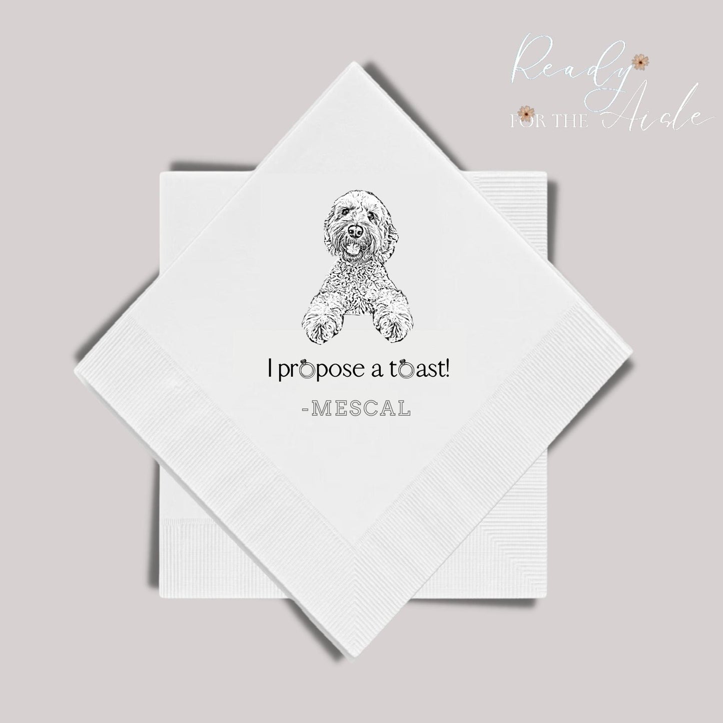 Custom Pet Engagement Napkins, Personalized Dog Wedding Napkins, Custom Pet Wedding Napkins, Cocktail Napkins, Pet Portrait Wedding Napkins