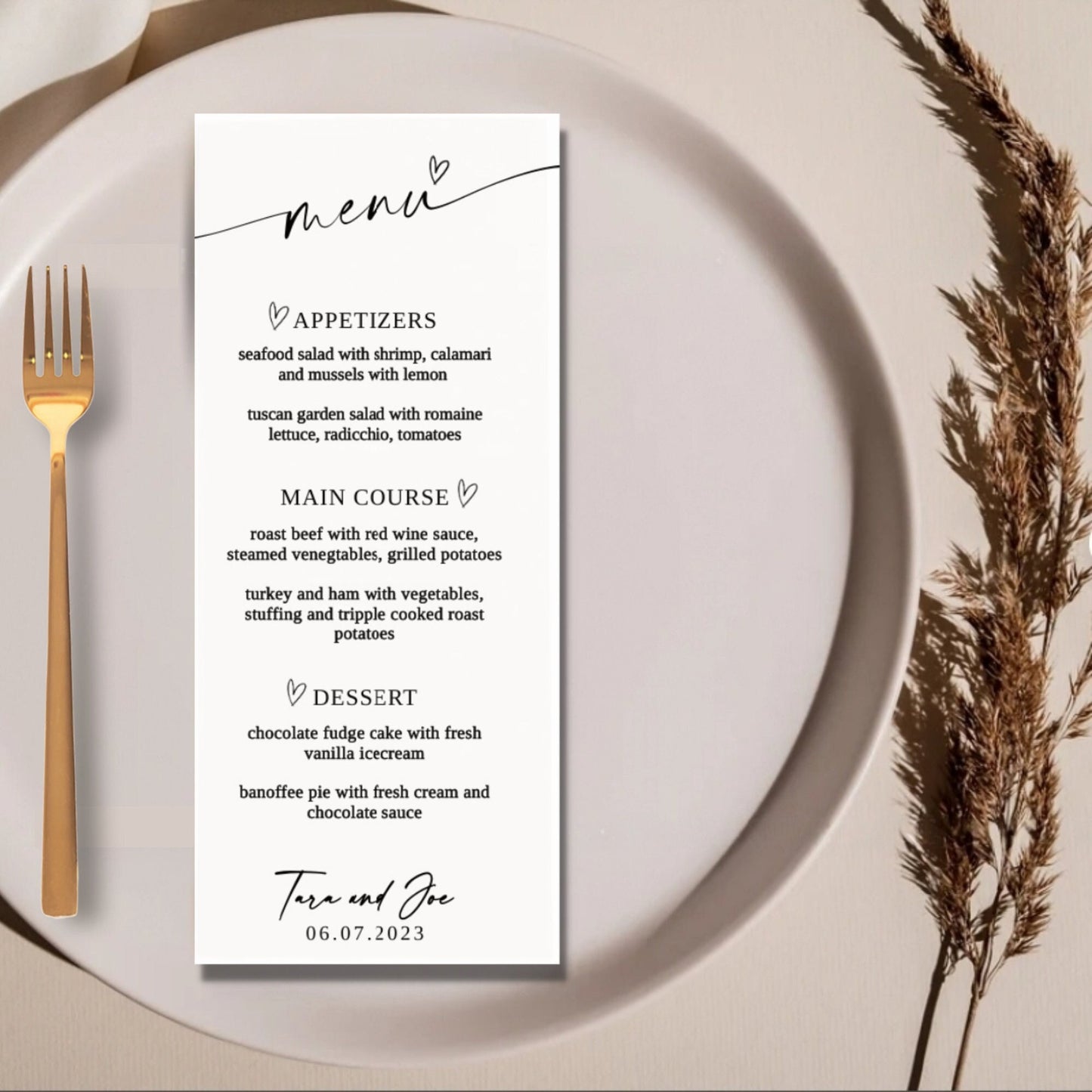 Wedding Menu Template, Wedding Buffet Menu, Minimalistic Menu, Templett, Instant Download, Try Before Purchase, Editable & Printable Menu