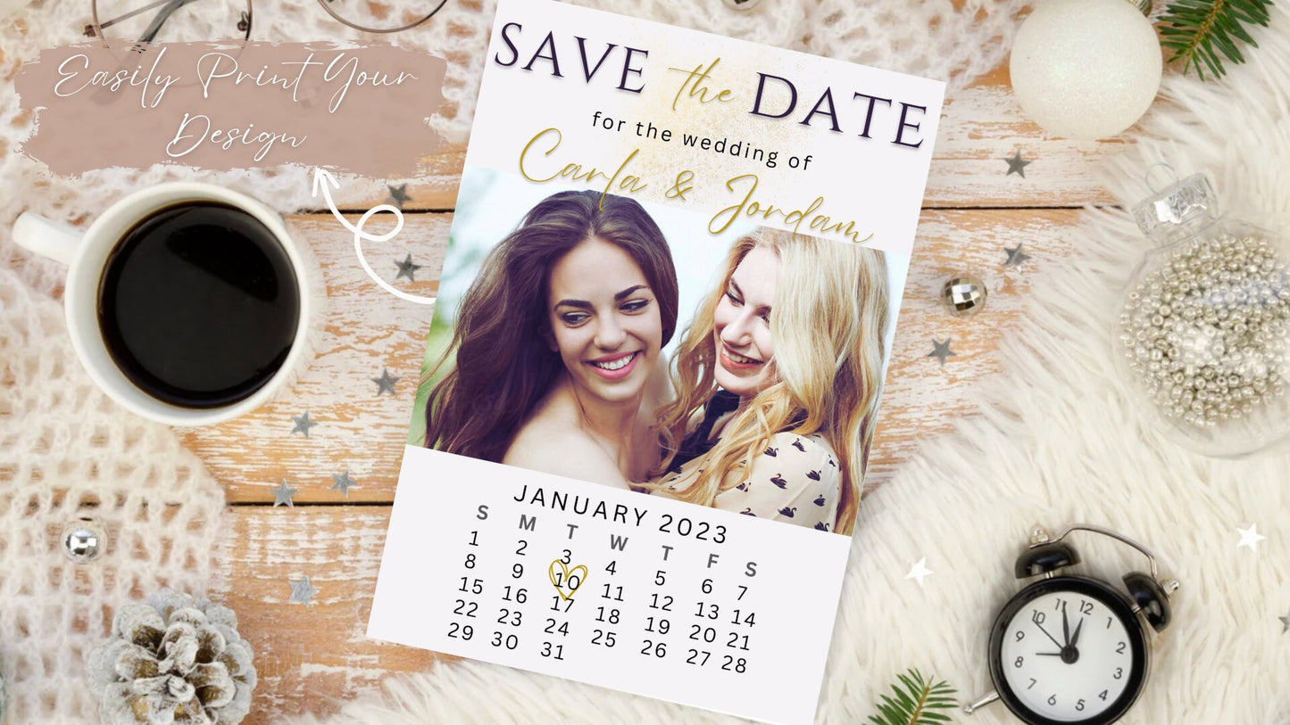 Save The Dates | Save The Date Card with Photo| Save The Date Digital Download |Modern Save The Date | Editable Template | Edit with CANVA