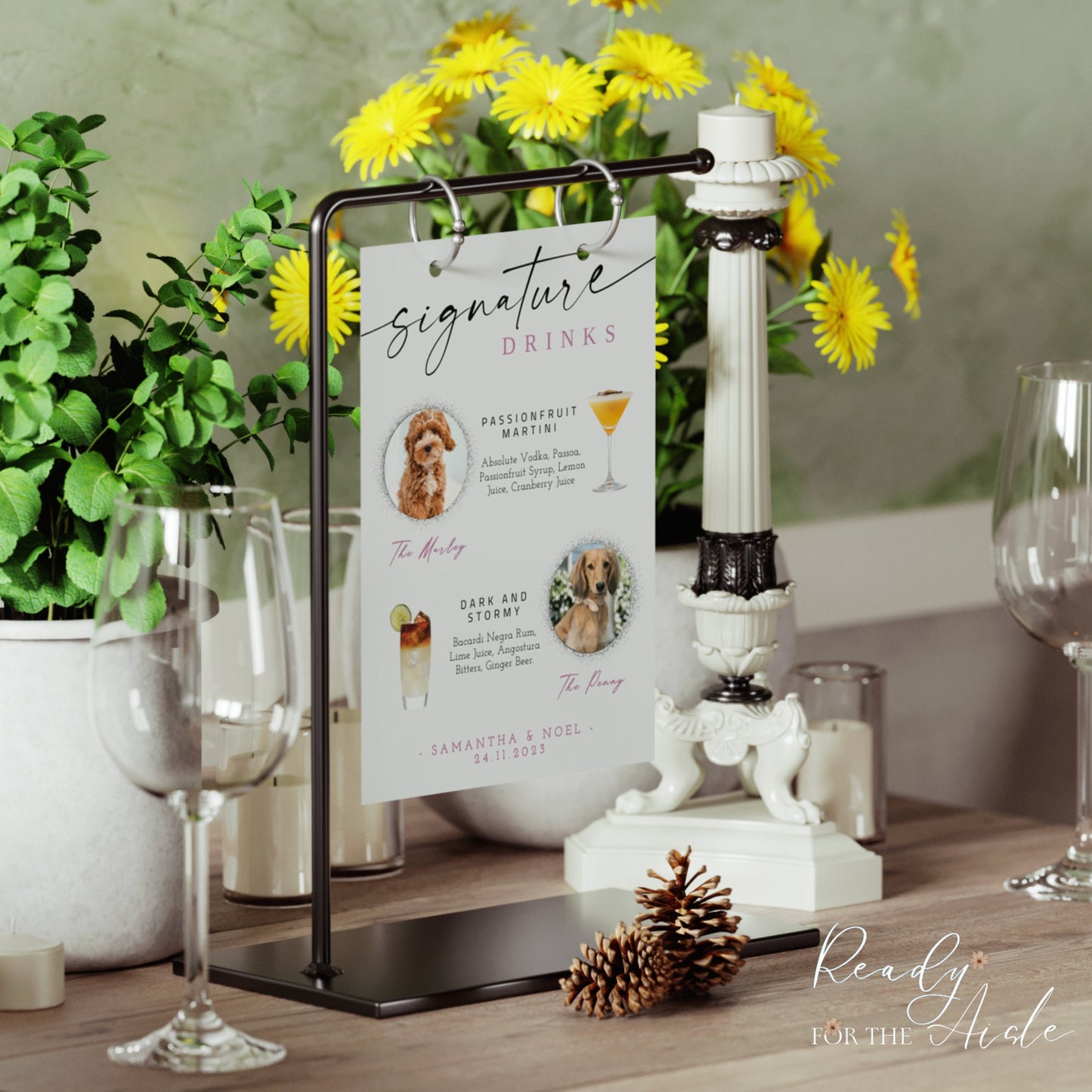 Dog Cocktail Sign | Dog Signature Drinks Sign | Pet Signature Cocktail Sign | Cocktail Signs | Wedding Bar Menu Sign | Edit with TEMPLETT