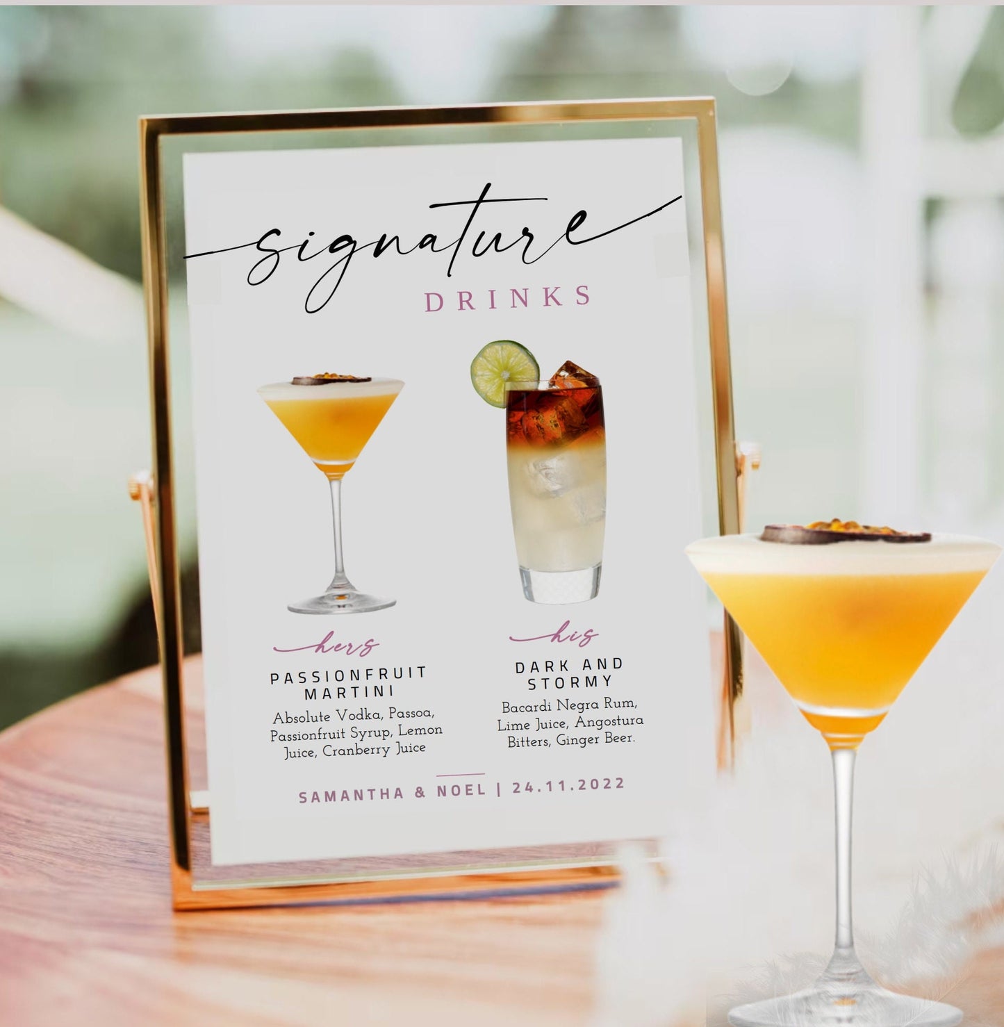 Signature Drinks Sign Template | Editable Drinks Sign | Printable Cocktail Sign | Cocktails Sign | Wedding Bar Menu Sign | TEMPLETT