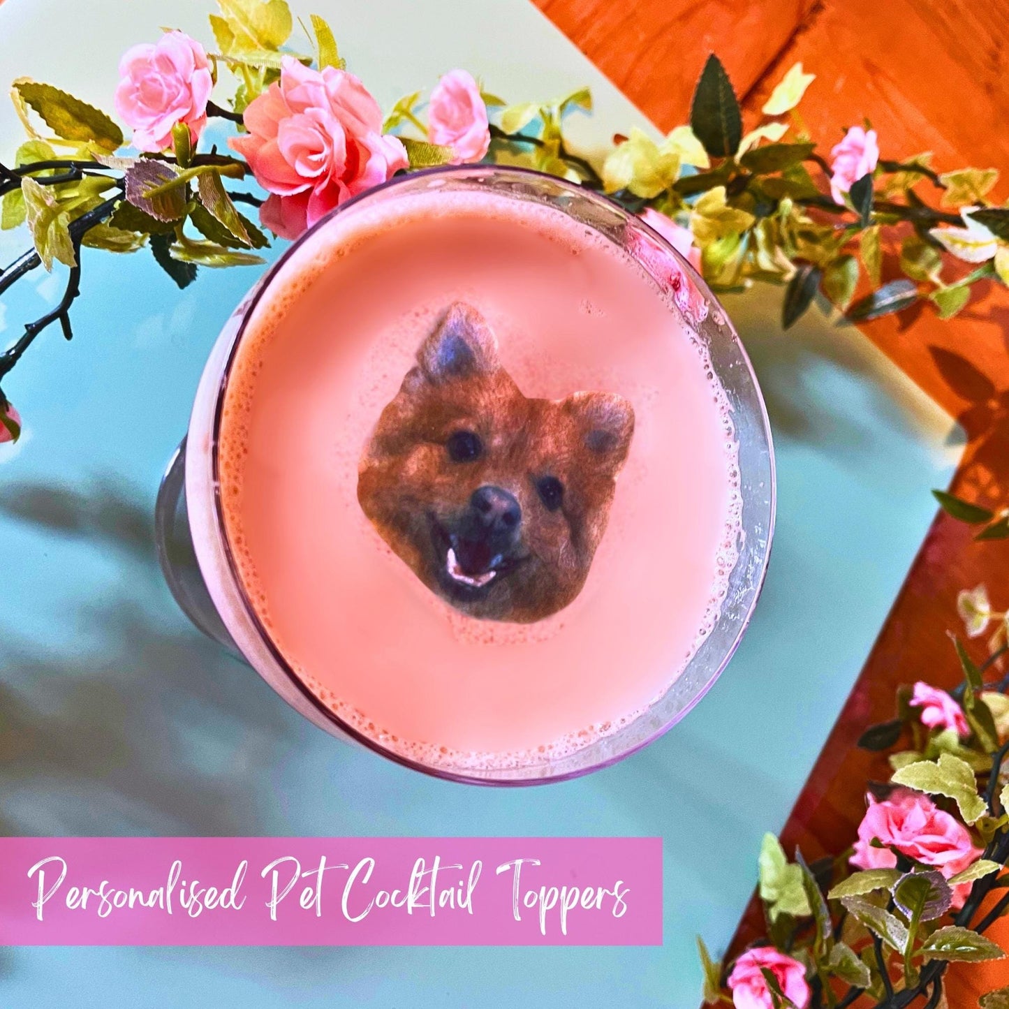 Pet portrait Cut-Out Wafer drink topper, cocktail topper, custom edible drink topper, pet party drink toppers, dog drink topper, cat topper