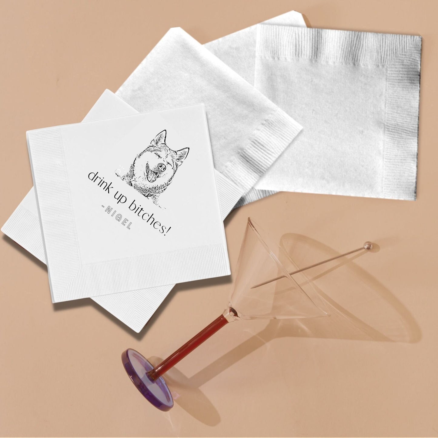Dog Wedding Napkins, Custom Pet Cocktail Napkins, Personalised Cocktail Napkins, Customized Pet Napkins, Custom Pet Portrait Wedding Napkins
