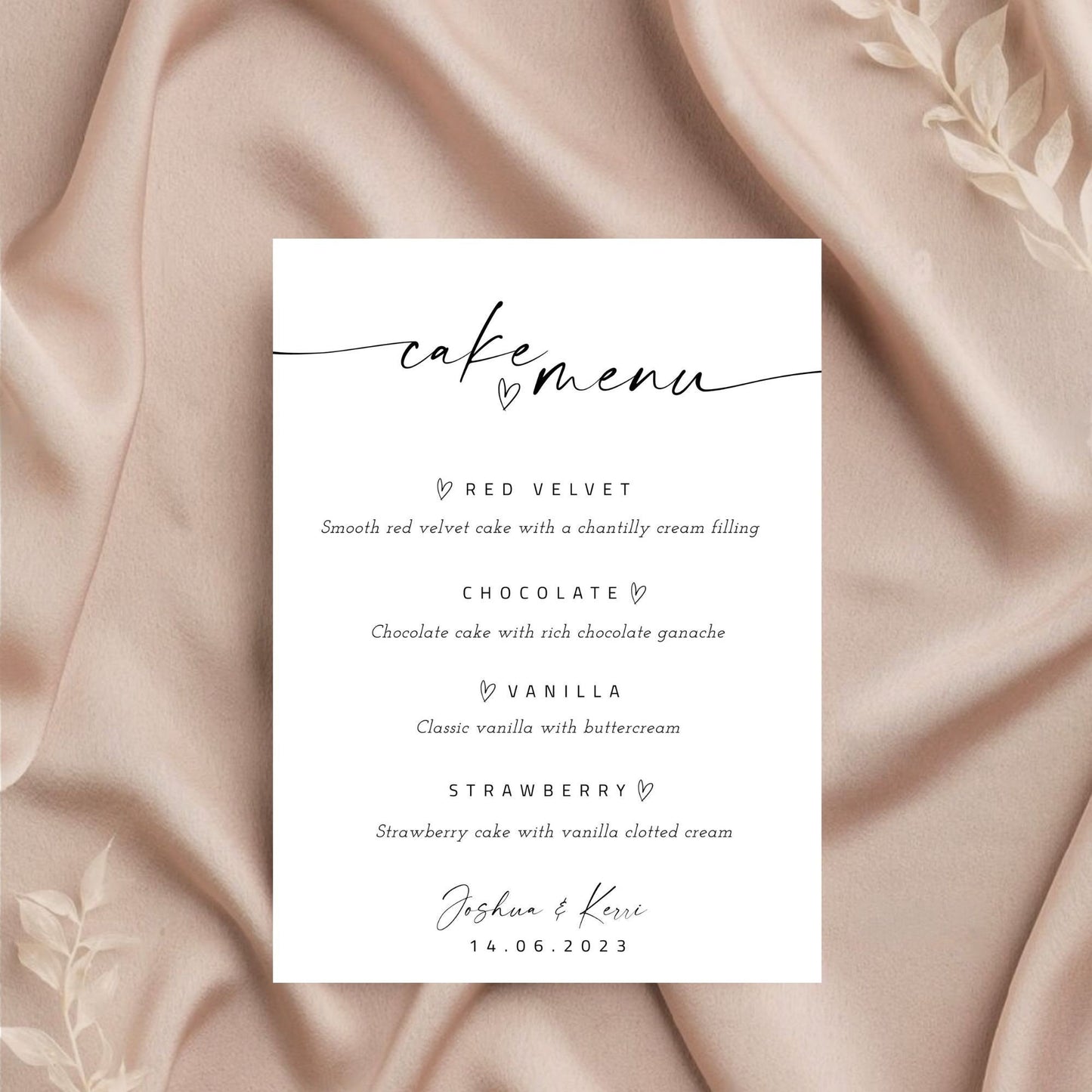 Cake Flavors Sign, Minimalist Desserts Sign, Printable Dessert Bar Sign, Wedding Cake Flavors Sign, Cake Menu Sign, Edit with TEMPLETT
