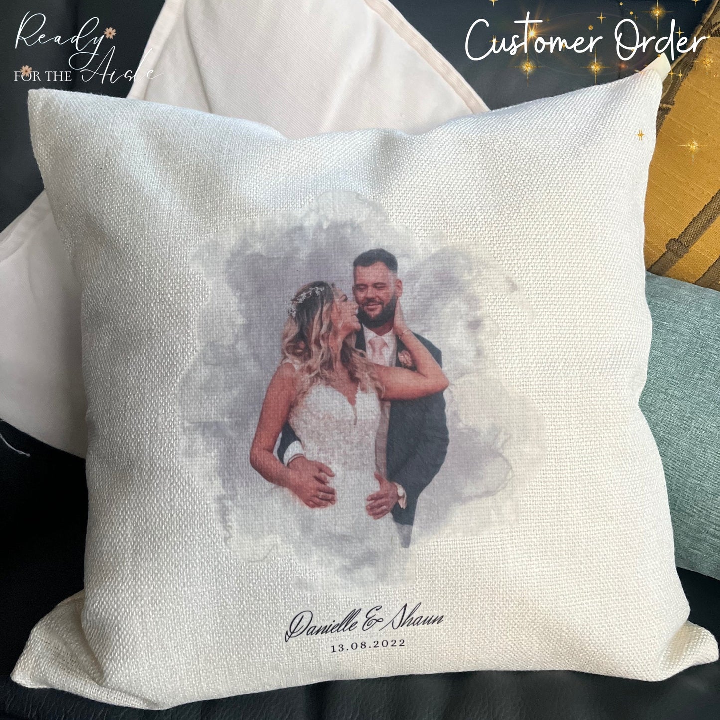 Wedding Cushion with Vows, Wedding Anniversary Custom Gift, Wedding Cushion Pillow Gift, Mr + Mrs Pillow, One Year Married Gift, Bride Gift