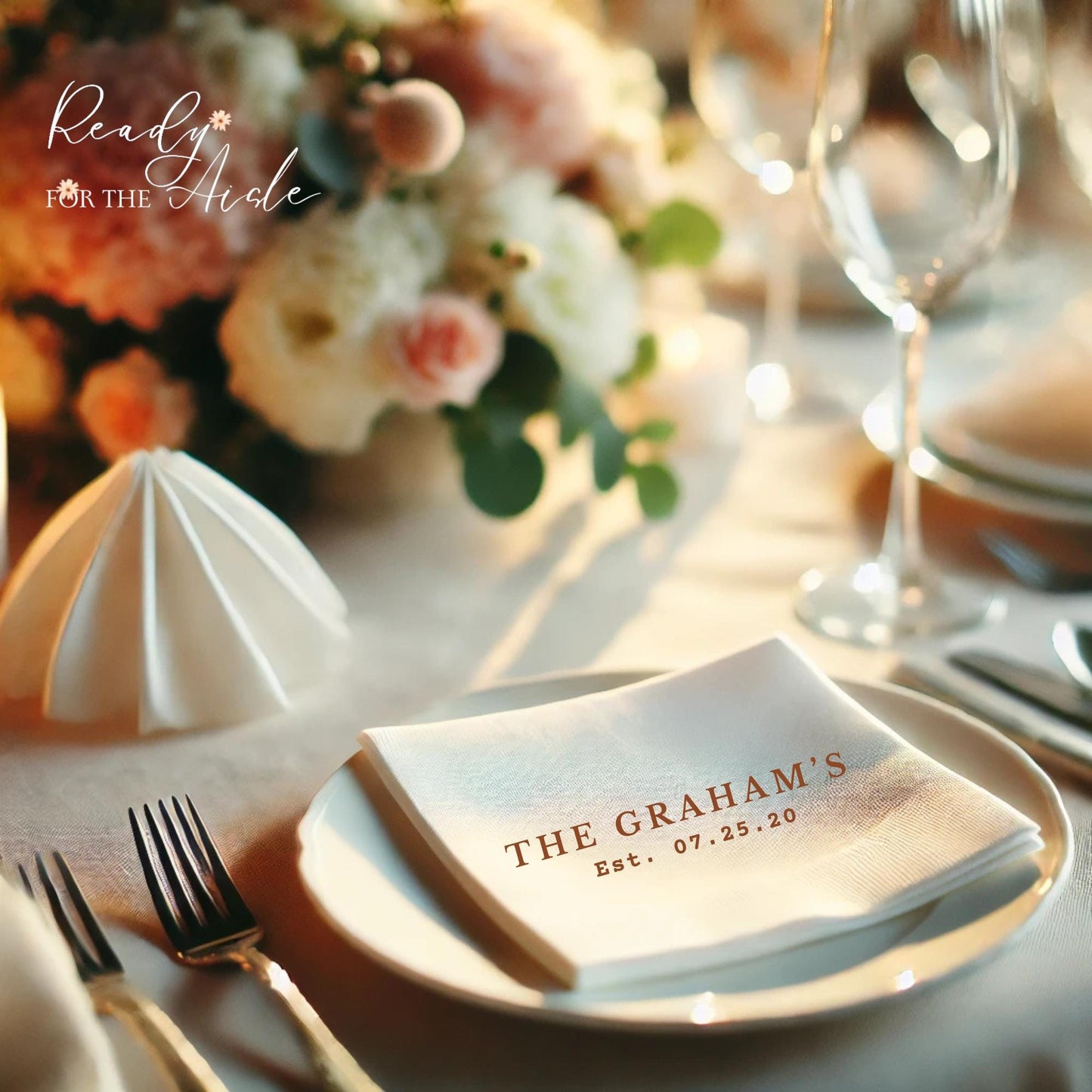 Personalized Napkins Custom Napkins Wedding, Custom Cocktail luncheon printed Paper tableware logo Monograms Personalized wedding Napkins