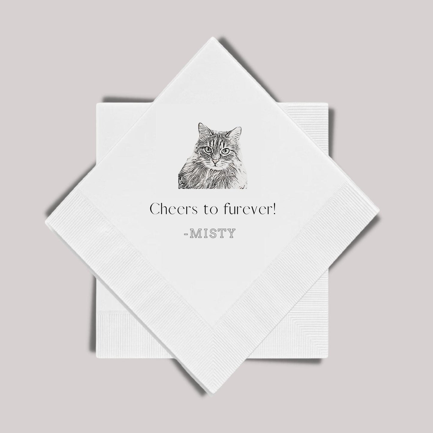 Custom Cat Cocktail Napkins • Personalized Cat Wedding Napkins • Bridal Shower • Rehearsal Dinner Napkins • Cat Party Napkins • Cat Birthday