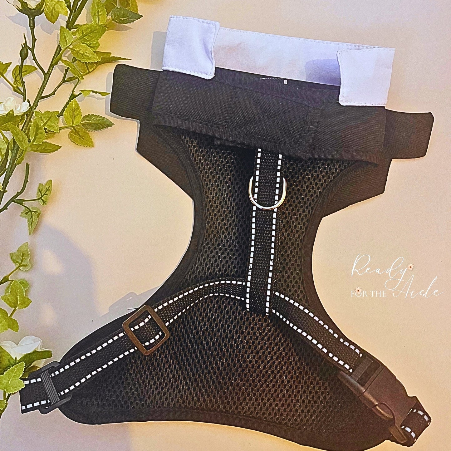 Dog Tuxedo Harness Outfit | Black and Gold Dog Wedding Outfit | Dog Ring Bearer | Personalised dog wedding Outfit With Name | Dog Wedding