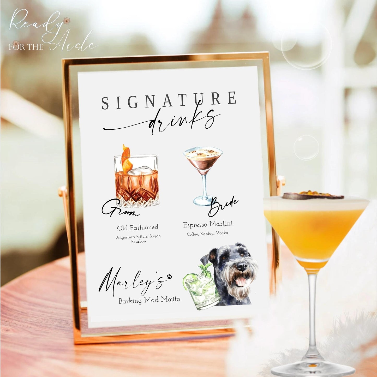 Wedding Cocktail Sign, Dog Signature Drink Sign, Bar Menu, Wedding Sign, Wedding Bar Sign, Bar Wedding Poster, Dog Cocktail Sign