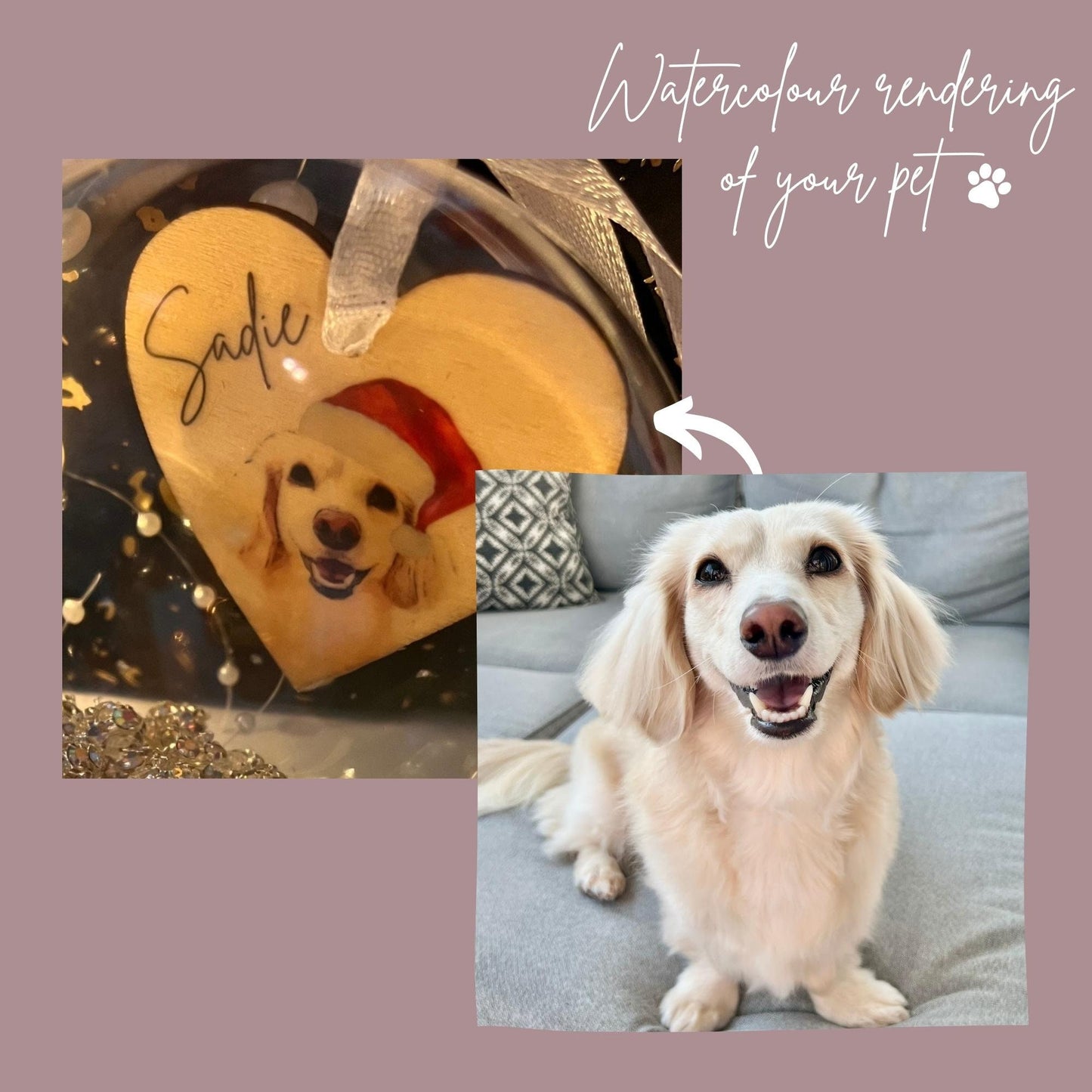 Pet Christmas Bauble, Personalised Christmas ornament, Dog Gift, Christmas Pet Bauble, Bauble with dog name, Dogs first Christmas, Xmas Gift