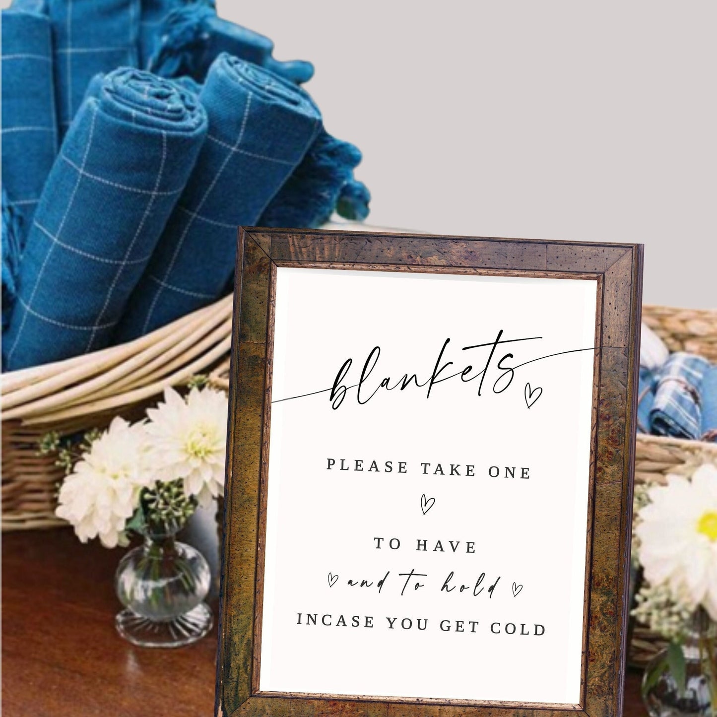 Wedding Blanket Sign Template, Modern Wedding Blanket Sign, Minimalist Wedding Sign, To Have and To Hold In Case You Get Cold Sign, EDITABLE
