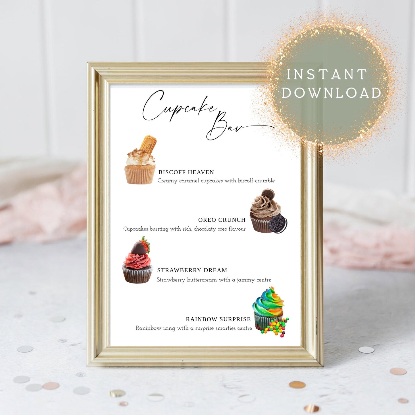Custom Cupcake Bar Sign | Make Your Own Cupcake Designs | Editable Dessert Bar Sign | INSTANT DOWNLOAD | Templett
