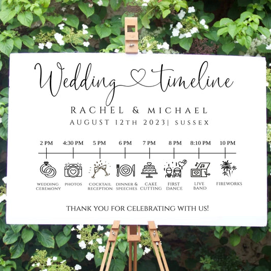Wedding Timeline, Personalised Wedding Order of the Day, Order Of The Day Wedding Sign, Wedding Itinerary Sign, Printable Wedding Timeline