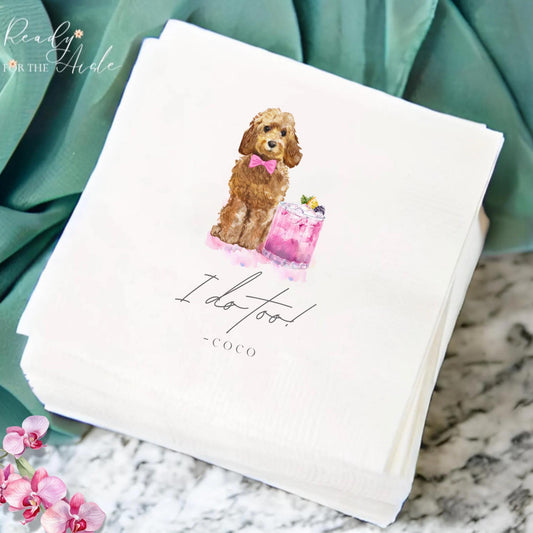 Custom Pet Cocktail and Luncheon Napkins | Personalized Dog and Cat Wedding Decor | Pet Portrait Napkins for Parties and Celebrations
